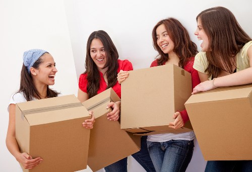 Moving boxes and household items prepared for transport