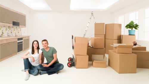 Professional removals van loading boxes and furniture in Dulwich