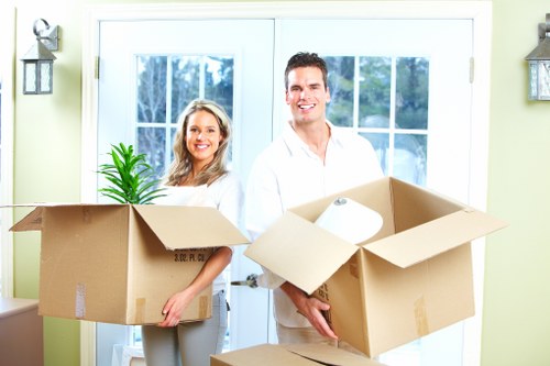 Packed boxes and furniture ready for removals in Dulwich